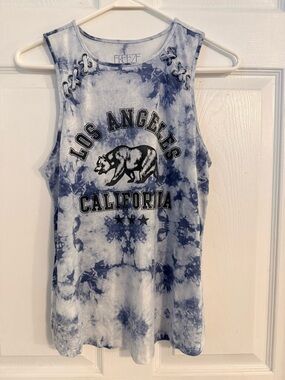 Women’s Freeze Brand Blue & White Tie-Dye Tank Top with Logo Size M